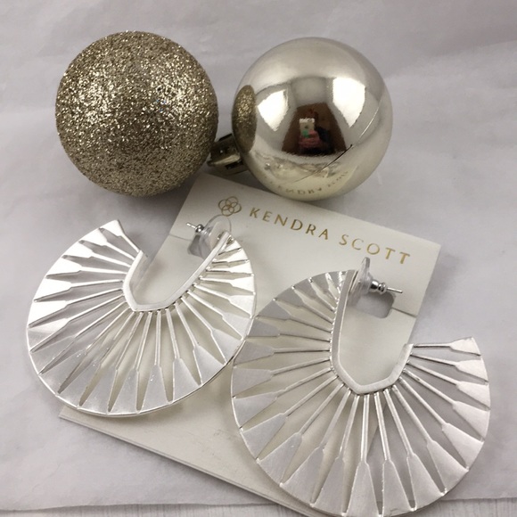 Kendra Scott Signed Silver Deanne Hoop Earrings